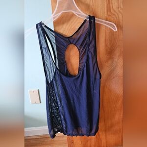 Navy Blue Mesh Swim Cover Up